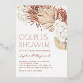 Boho Gedroogde palmbladeren en stelletjes Folie Uitnodiging (Voorkant)