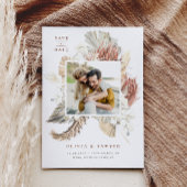 Boho Gedroogde Palmbladeren en Witte Orchideeën Fo Save The Date