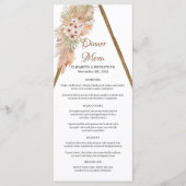 Boho gedroogde palmbladeren Pampas gras houten boo Menu (Voorkant)
