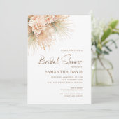 Boho Gedroogde palmbladeren Perzik Bloemen Vrijgez Kaart (Staand voorkant)