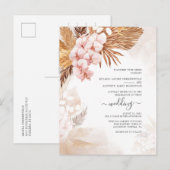 Boho Gedroogde Palmen Pampagras Terracotta Bruilof Uitnodiging Briefkaart (Voorkant / Achterkant)