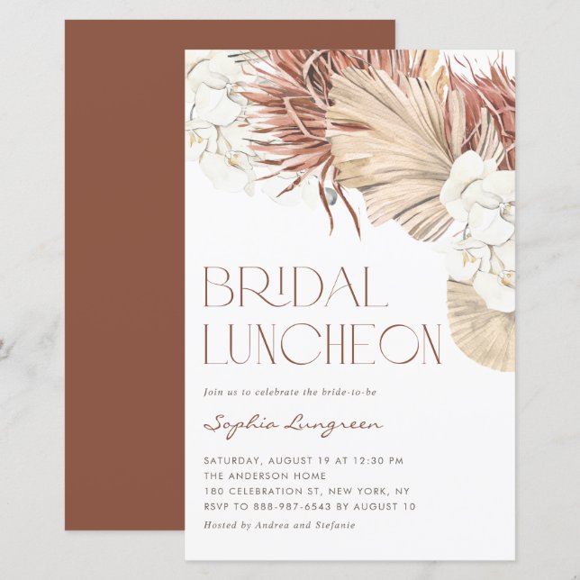 Boho Gedroogde Palmorchidee Bruiloft Luncheon Uitn (Voorkant / Achterkant)