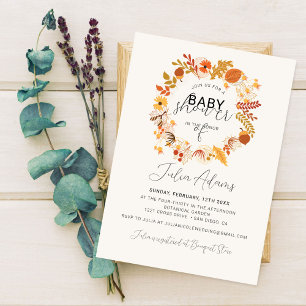 Boho gedroogde rustieke bloem herfst baby shower kaart