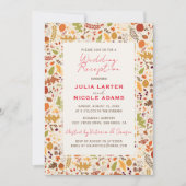 Boho Gedroogde Rustieke Herfst Bruiloftsreceptie Kaart (Voorkant)