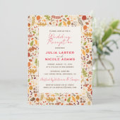 Boho Gedroogde Rustieke Herfst Bruiloftsreceptie Kaart (Staand voorkant)