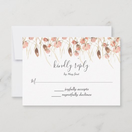 Boho gedroogde waterverf bloem bruiloft RSVP Kaartje (Voorkant)