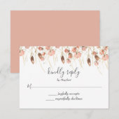 Boho gedroogde waterverf bloem bruiloft RSVP Kaartje (Voorkant / Achterkant)