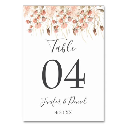 Boho gedroogde waterverf bloemen bruiloft kaart (Voorkant)