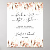 Boho Gedroogde Waterverf Bloemenbruiloft Poster (Voorkant)