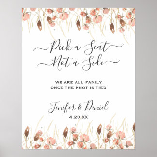 Boho Gedroogde Waterverf Bloemenbruiloft Poster