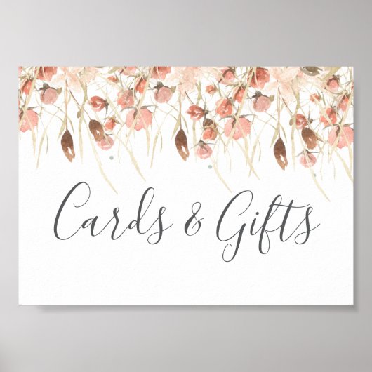 Boho Gedroogde Waterverf Bloemenbruiloft Poster (Voorkant)