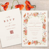 Boho gedroogde wilde bloemen herfst bruiloft kaart