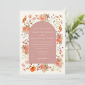 Boho gedroogde wilde bloemen herfst bruiloft kaart (Staand voorkant)