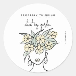 Boho Geel Bloemen Whimsical Tuinman gepersonalisee Ronde Sticker