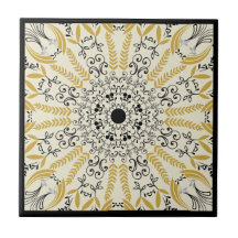 Boho - geel en zwart mandala ontwerp