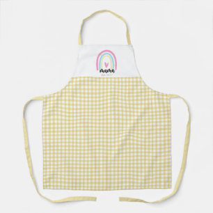 Boho Geel Gingham Aangepaste Mama Oprichtingsjaar Schort