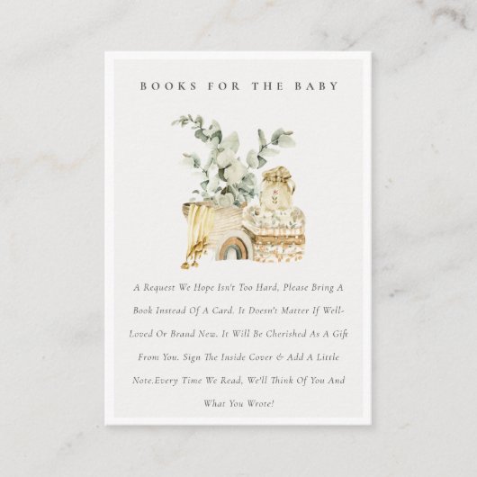 Boho geel kwekerij gebladerte boeken voor Baby sho Informatiekaartje (Voorkant)