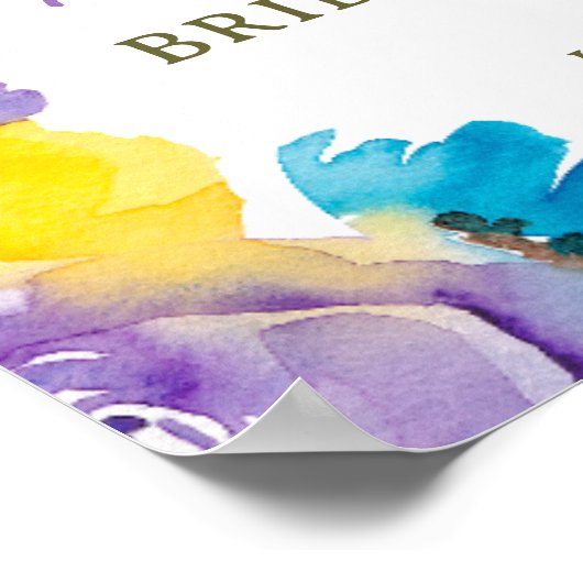 Boho geel lavendel bloemenmotief vrijgezellenfeest poster (Hoek)