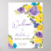 Boho geel lavendel bloemenmotief vrijgezellenfeest poster (Voorkant)