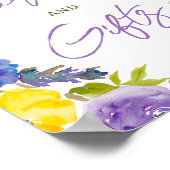 Boho geel lavendel floral vrijgezellenfeest teken poster (Hoek)