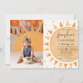 Boho geel Little Sunshine Verjaardag Foto Kaart (Voorkant)