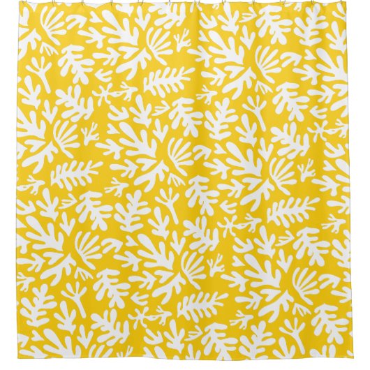 Boho Geel Modern Botanisch Vormen Patroon Douchegordijn (Voorkant)