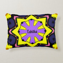 Boho geel, paars, blauw, roze design. accent kussen