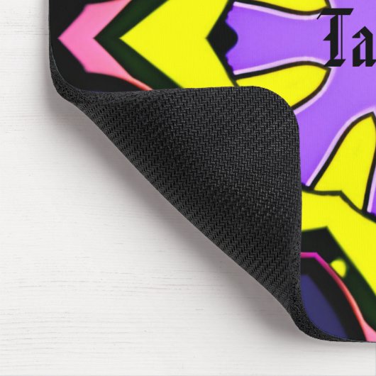 Boho geel, paars, blauw, roze ontwerp.  muismat (Hoek)