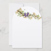 Boho Geel Paarse Vogel Boog Vorm Trouwen  Kaart (Achterkant)