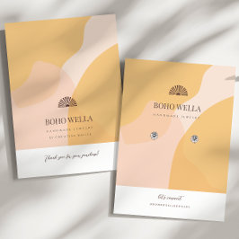 Boho Geel & Roze Abstracte Oorbel Vertoning Visitekaartje