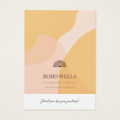 Boho Geel & Roze Abstracte Oorbel Vertoning Visitekaartje (Achterkant)