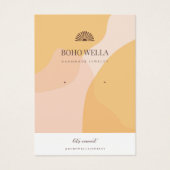 Boho Geel & Roze Abstracte Oorbel Vertoning Visitekaartje (Voorkant)