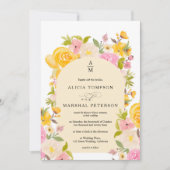 Boho Geel roze bloemenboog chique bruiloft Kaart (Voorkant)
