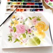 Boho geel roze bloemenboog chique vrijgezellenfees kaart