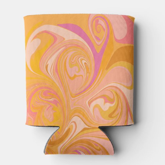 Boho Geel Roze Marmer Aangepaste Bruidsdouche Naam Blikjeskoeler (Achterkant)