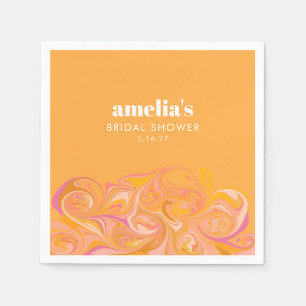 Boho Geel Roze Marmer Aangepaste Bruidsdouche Naam Servet