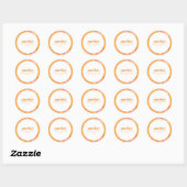 Boho Geel Roze Marmer Aangepaste Bruiloft Name Ronde Sticker (Vel)