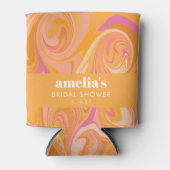 Boho Geel Roze Marmer Aangepaste Bruiloftsshower N Blikjeskoeler (Voorkant)