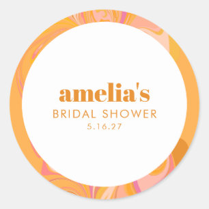 Boho geel roze marmer aangepaste Vrijgezellenfeest Ronde Sticker