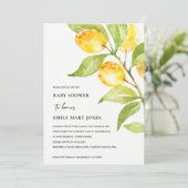 BOHO GEEL WATERVERF FOLIAGE OLIJVEN BABY SHOWER KAART (Staand voorkant)