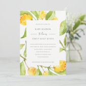 BOHO GEEL WATERVERF FOLIAGE OLIJVEN BABY SHOWER KAART (Staand voorkant)