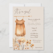 Boho geel Wildflower Meisje Baby shower Kaart (Voorkant)