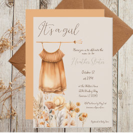 Boho geel Wildflower Meisje Baby shower Kaart