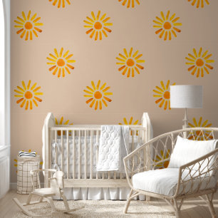 Boho geel zon baby meisje Kinder Behang