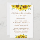 Boho geel zonnebloem baby meisje douche kaart (Voorkant)