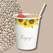 Boho geel zonnebloem baby meisje douche papier cup papieren bekers