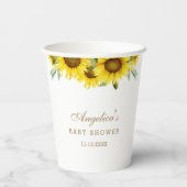 Boho geel zonnebloem baby meisje douche papier cup papieren bekers (Achterkant)