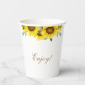 Boho geel zonnebloem baby meisje douche papier cup papieren bekers (Voorkant)