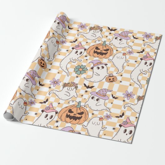 Boho Geesten & Pompoenen Halloween Cadeaupapier (Uitgerold)