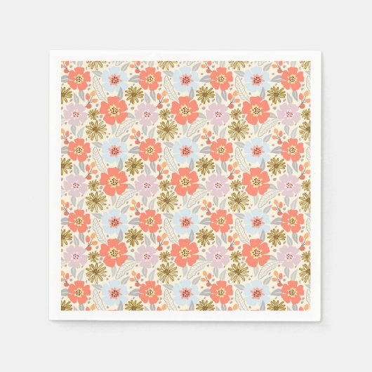 Boho Geïnspireerd Bloemenpatroon Servetten (Voorkant)